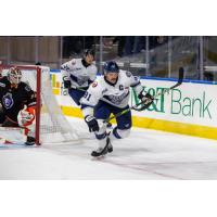 Worcester Railers forward Anthony Repaci races after the puck