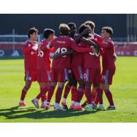 Chicago Fire FC II celebrates a goal against Columbus Crew 2