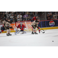 Springfield Thunderbirds goaltender Colten Ellis keeps an eye on the puck