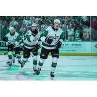 Texas Stars react after a goal