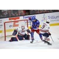 Kitchener Rangers left wing Trent Swick takes a shot against the Oshawa Generals