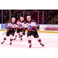 Michael Cicek of the Kelowna Rockets leads the charge