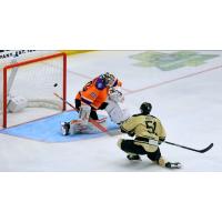 Wheeling Nailers forward Jordan Martel scores against the Reading Royals