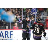 Tucson Roadrunners' Austin Poganski and Artem Duda on game night