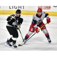 Allen Americans defenseman Ryan Gagnon (right) vs. the Wichita Thunder