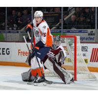 Peterborough Petes goaltender Zach Bowen vs. the Flint Firebirds