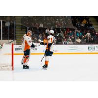 Flint Firebirds goaltender Nathan Day and right wing Alex Kostov