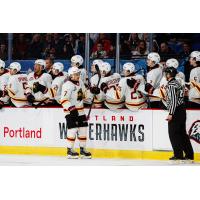 Vancouver Giants right wing Ty Halaburda along the bench