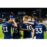 Chattanooga FC congratulate Markus Naglestad after his goal