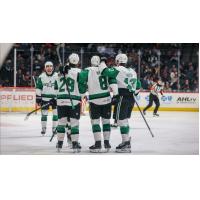 Texas Stars' Kyle Capobianco, Chase Wheatcroft, Gavin White, and Arttu Hyry on game night