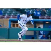Omaha Storm Chasers utility player Tyler Tolbert sprints out of the box